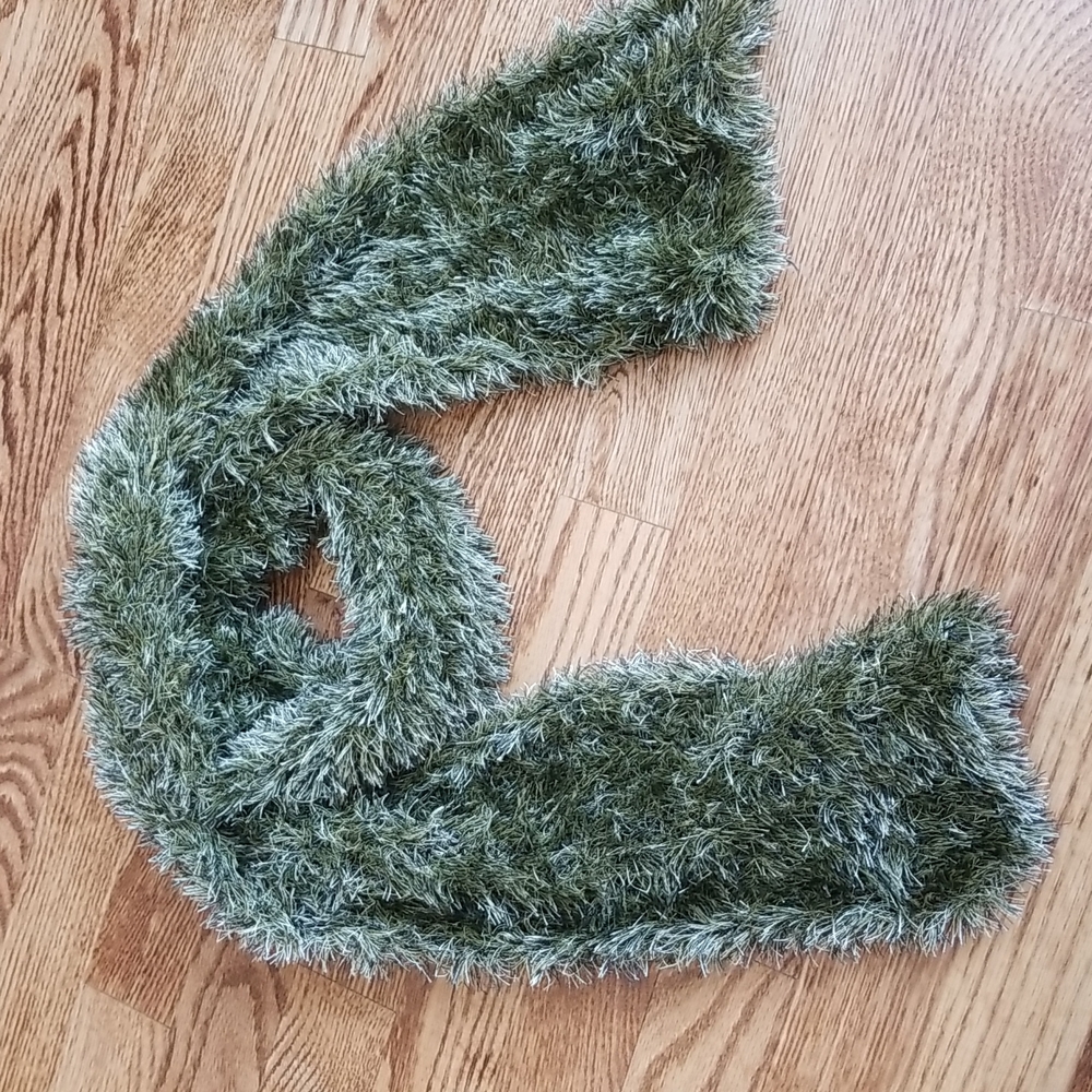 (OS) Green Eyelash Scarf Fall Accessories Holiday Closet Staple Accents Soft